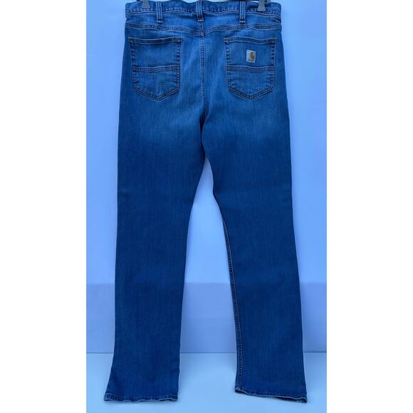 Carhartt Rugged Flex Relaxed Fit Mens Blue Jeans 36x34 Straight Leg Workwear - Picture 3 of 12